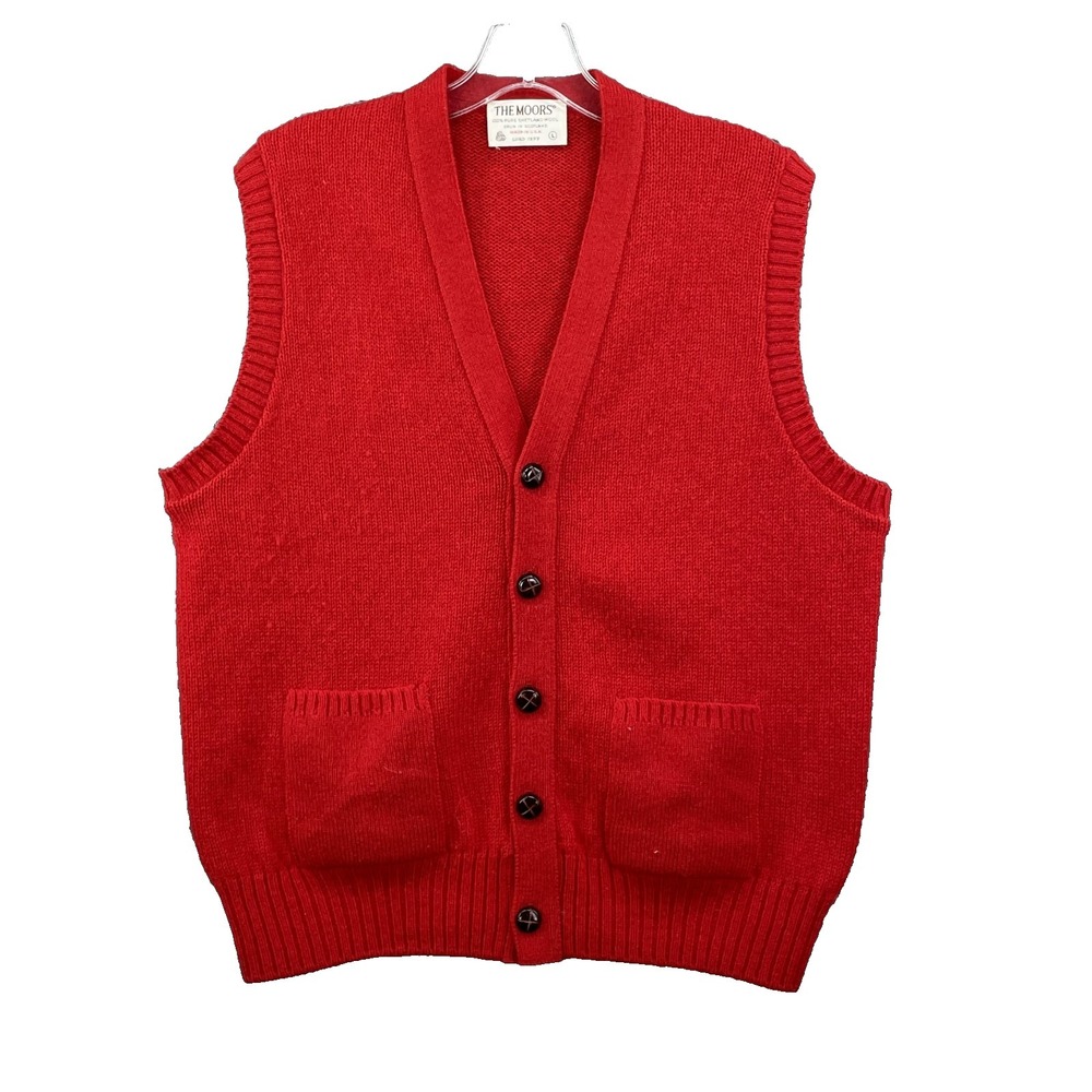 VTG The Moors Scottish Shetland Wool Sweater Vest Men's Large Preppy Made in USA